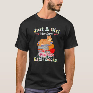 Camiseta Sólo Un Chica Que Ama Los Libros Y Los Gatos Leyen