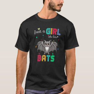Camiseta Sólo Un Chica Que Ama Los Murciélagos Gráficos De