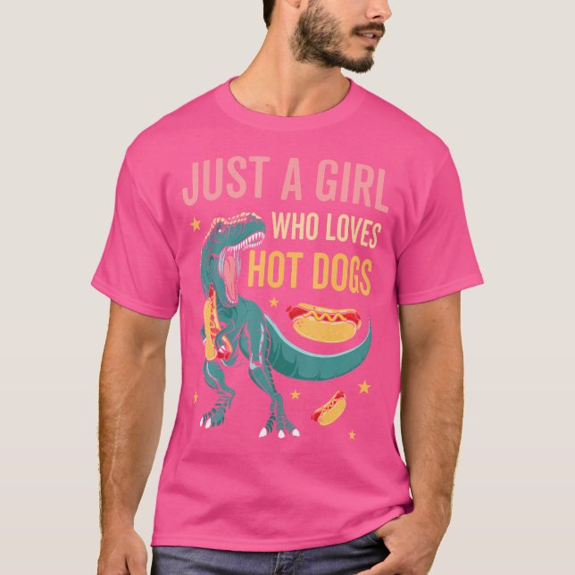 Camiseta Solo un Chica que ama los perros calientes Dinosau (Anverso)