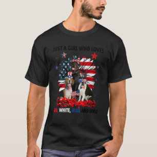 Camiseta Solo un Chica que ama los perros rojos azules Sunf