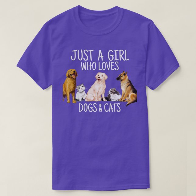 Camiseta Solo Un Chica Que Ama Los Perros Y Gatos Regalos P (Diseño del anverso)