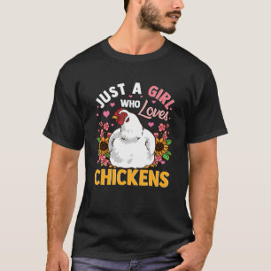 Camiseta Sólo Un Chica Que Ama Los Pollos Cute Farm Sunflow