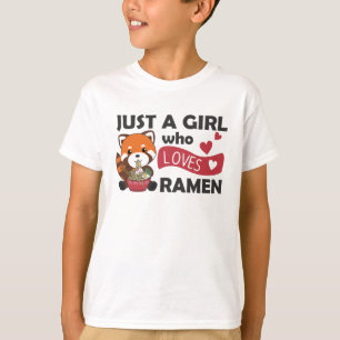 Camiseta Solo un Chica que ama los ramen y los Pandas rojos