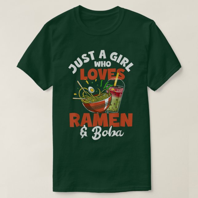 Camiseta Sólo Un Chica Que Ama Ramen Y Boba Bubble Tea Lo (Diseño del anverso)