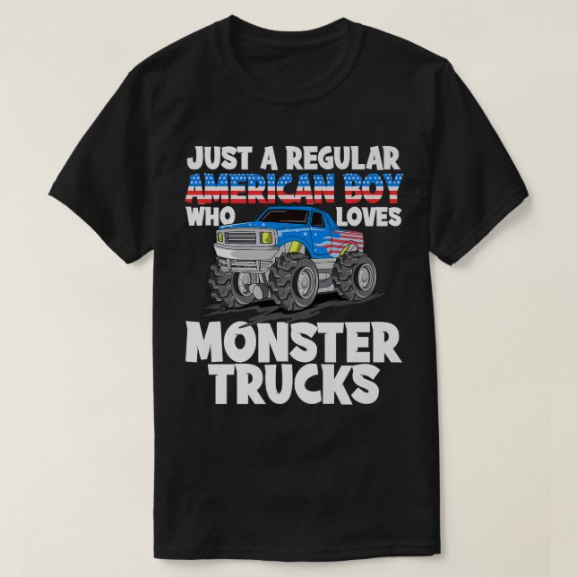 Camiseta Solo un chico americano regular que ama Monster Tr (Diseño del anverso)