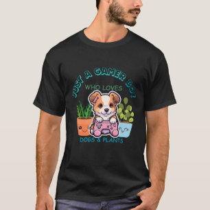 Camiseta Solo un chico jugador que ama perros y plantas