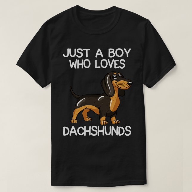 Camiseta Solo un chico que ama a Dachshunds (Diseño del anverso)