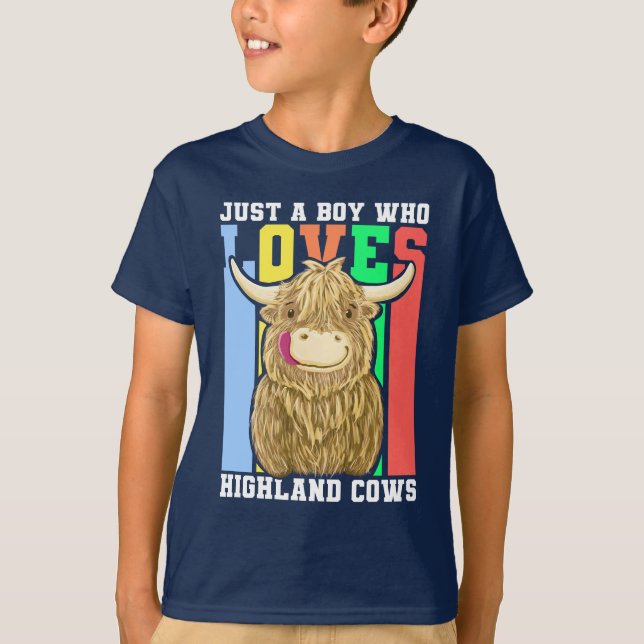 Camiseta Solo un chico que ama a las vacas escocesas (Anverso)