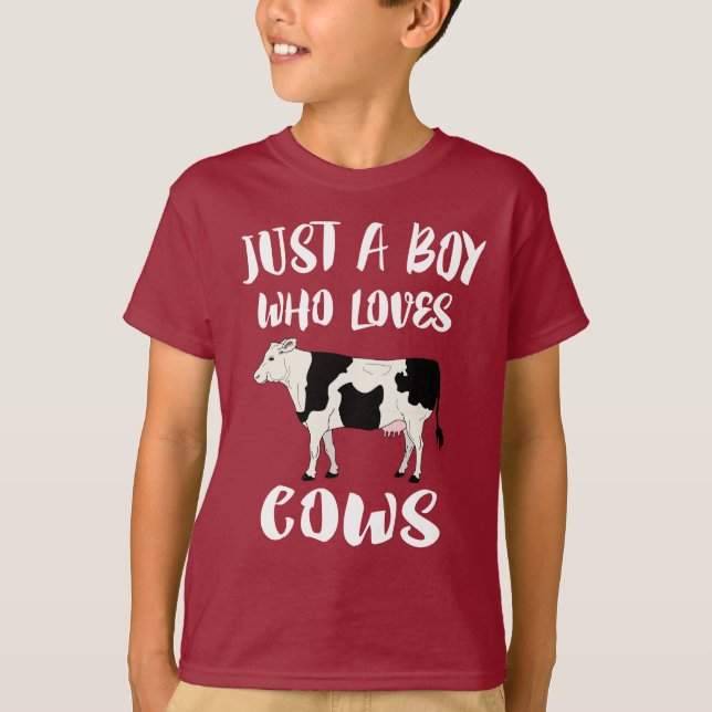Camiseta Solo un chico que ama a los animales de las vacas (Anverso)