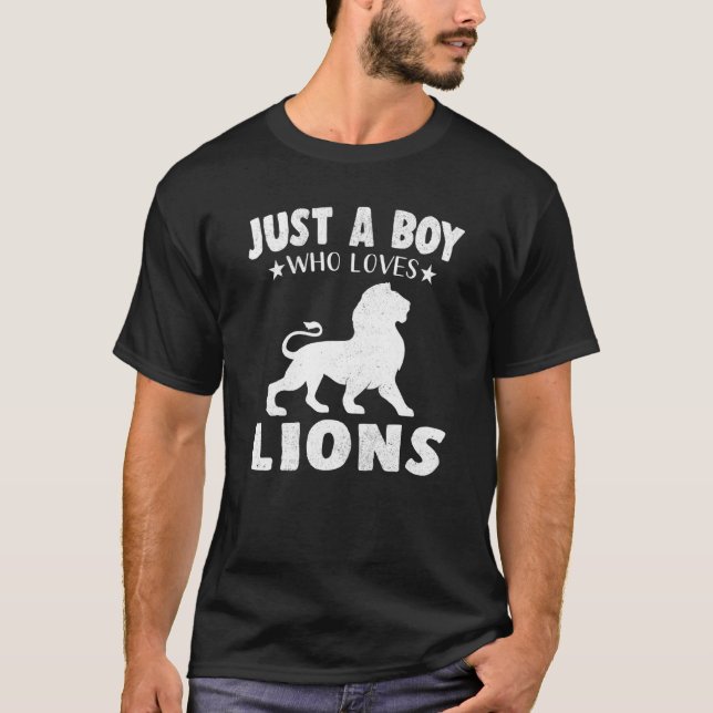 Camiseta Solo un chico que ama a los animales de los leones (Anverso)