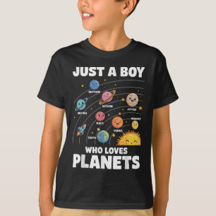 Camiseta Solo un chico que ama a los planetas la ciencia de