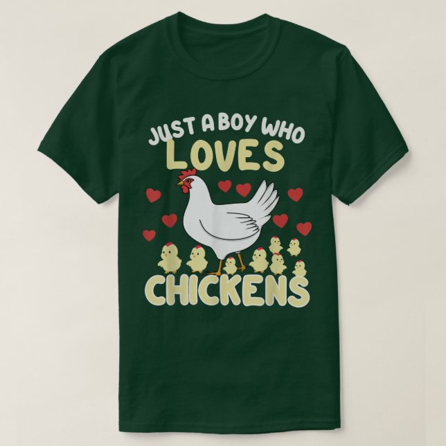 Camiseta Solo un chico que ama a los pollos granjeros (Diseño del anverso)