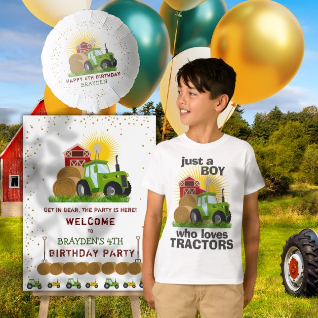 Camiseta Solo un chico que ama a los tractores de la granja (Just A Boy Who Loves Tractors Farm Birthday Boy T-Shirt)