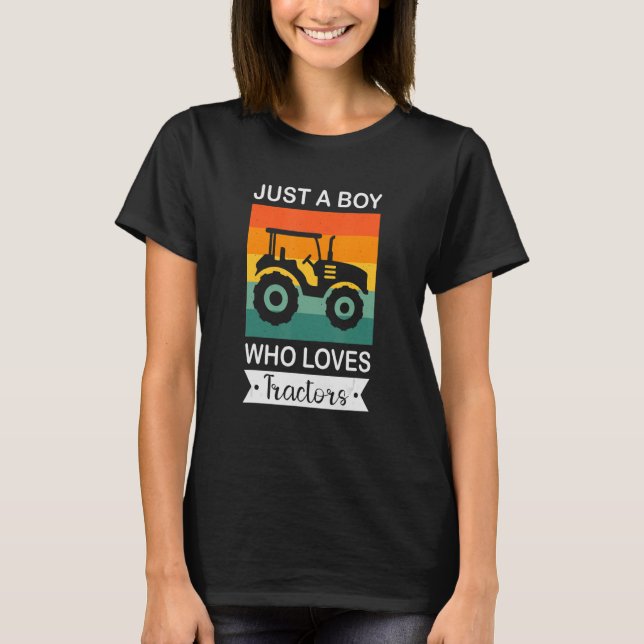 Camiseta Solo un chico que ama a los tractores Graciosa gra (Anverso)