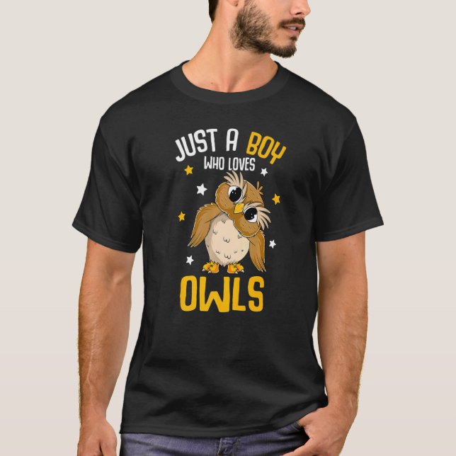 Camiseta Solo un chico que ama a Owls Kids Boys Owl (Anverso)