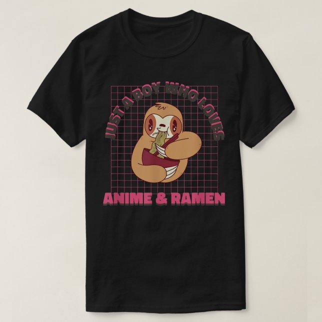 Camiseta Solo un chico que ama a Ramen Anime Sloth Kawaii J (Diseño del anverso)