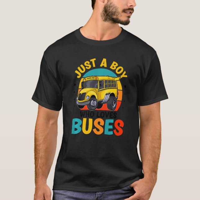 Camiseta Solo un chico que ama el autobús escolar para niño (Anverso)