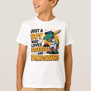 Camiseta Solo un chico que ama el béisbol y los dinosaurios