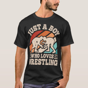 Camiseta Solo un chico que ama la lucha libre retro diverti