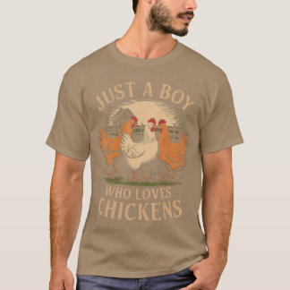 Camiseta Solo un chico que ama las granjas de pollos Vida v