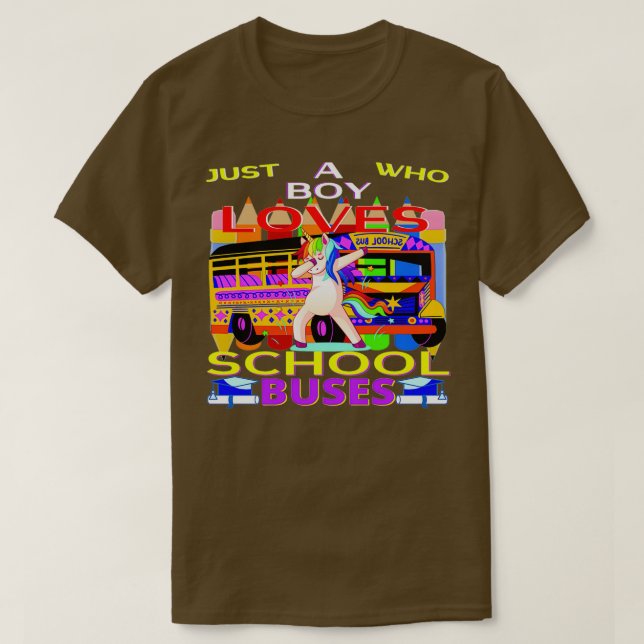 Camiseta Solo un chico que ama los autobuses escolares dive (Diseño del anverso)