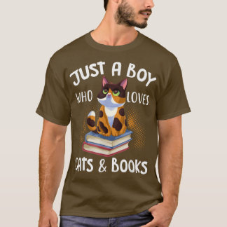 Camiseta Solo un chico que ama los gatos y los libros718