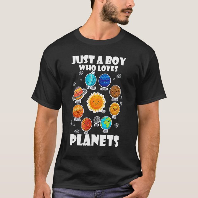Camiseta Solo un chico que ama los planetas y el espacio de (Anverso)