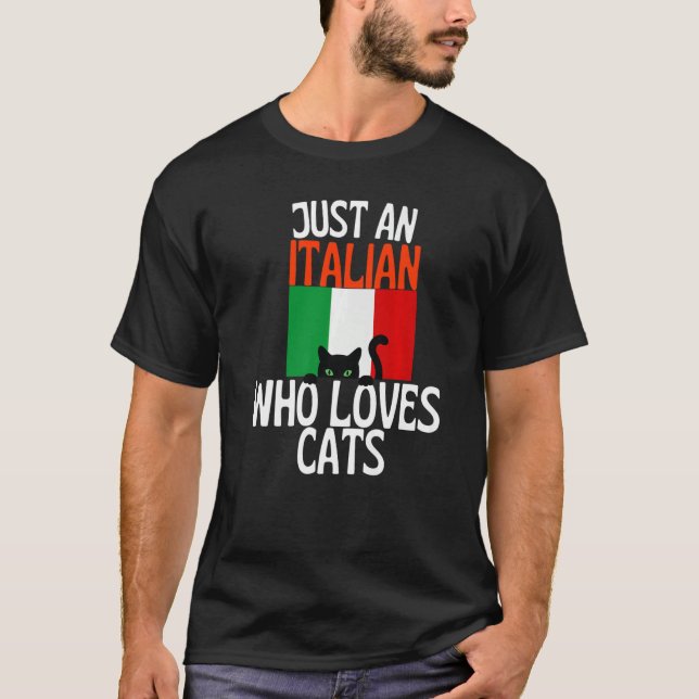 Camiseta Solo un italiano que ama los gatos por toda Italia (Anverso)