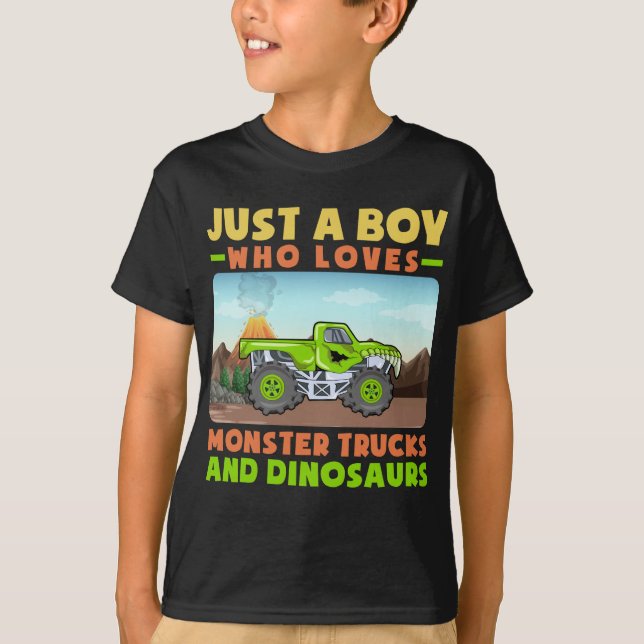 Camiseta Solo Un Niño Coloca Camiones Y Dinosaurios (Anverso)