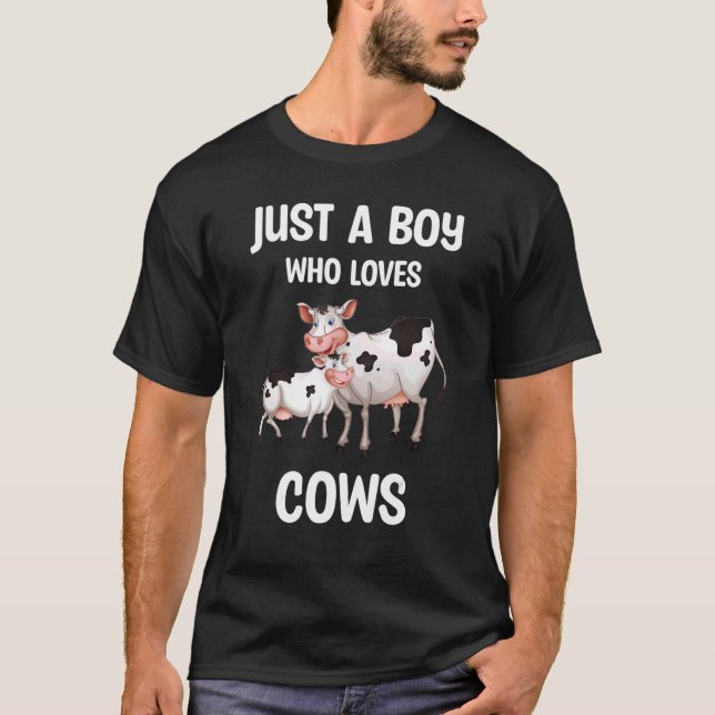 Camiseta Solo Un Niño Que Ama A Las Vacas De Granja De Vaqu (Anverso)