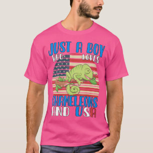 Camiseta Solo Un Niño Que Ama A Los Chameleons Y A Los Eeuu