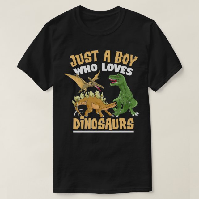 Camiseta Solo un niño que ama a los escolares de los dinosa (Diseño del anverso)