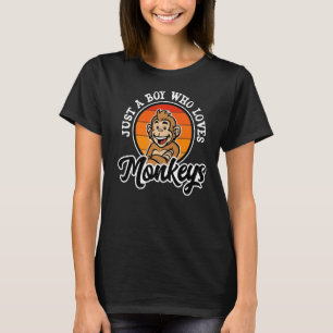 Camiseta Solo Un Niño Que Ama A Los Monos Animales Retro 1