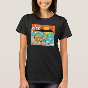 Camiseta Solo Un Niño Que Ama A Los Monos Animales Retro 1