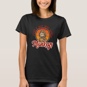 Camiseta Solo Un Niño Que Ama A Los Monos Retro Animal