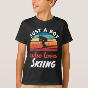 Camiseta Solo Un Niño Que Ama A Los Niños Esquiando
