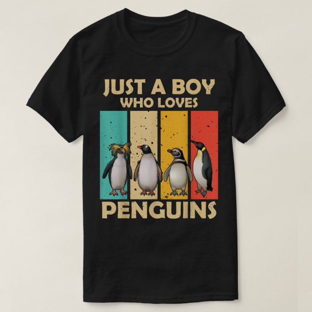Camiseta Solo Un Niño Que Ama A Los Pingüinos Cute Pingüino (Diseño del anverso)