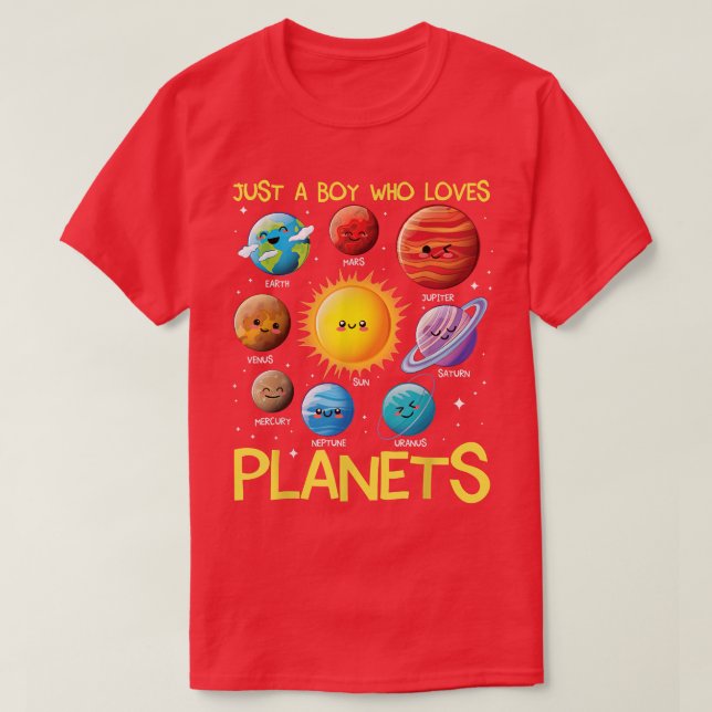 Camiseta Solo Un Niño Que Ama A Los Planetas Espacio Del Si (Diseño del anverso)
