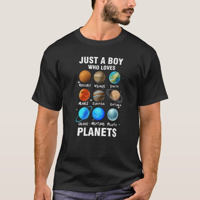 Camiseta Solo Un Niño Que Ama A Los Planetas La Ciencia Esp (Anverso)