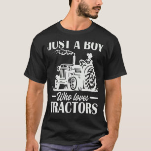Camiseta Solo Un Niño Que Ama A Los Tractores Granja Niños