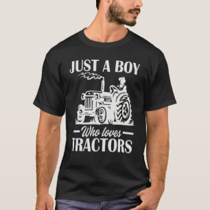 Camiseta Solo Un Niño Que Ama A Los Tractores Granja Niños