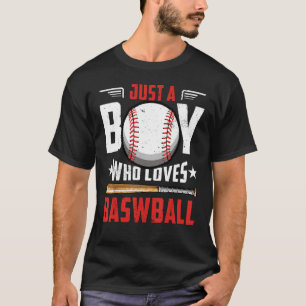Camiseta Solo un niño que ama al béisbol niños divertidos B