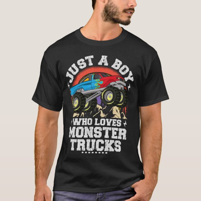 Camiseta Solo Un Niño Que Ama Camiones De Monstruo Para Niñ (Anverso)