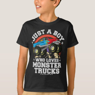 Camiseta Solo Un Niño Que Ama Camiones De Monstruo Para Niñ