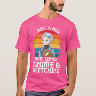 Camiseta Solo Un Niño Que Ama El Anime Esbozando