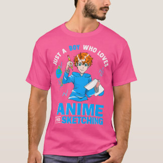 Camiseta Solo Un Niño Que Ama El Ánime Y Esbozo