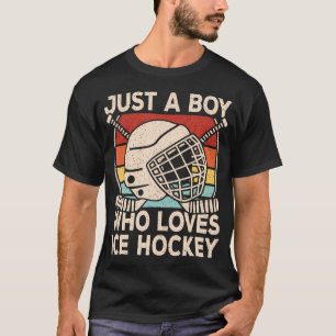 Camiseta Solo Un Niño Que Ama El Hockey Sobre Hielo Retro H