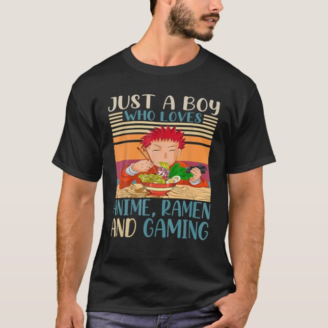 Camiseta Solo Un Niño Que Ama El Ramen Anime Y El Retro De  (Anverso)