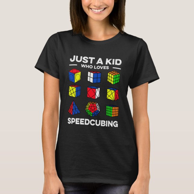 Camiseta Solo Un Niño Que Ama El Uso De Speedcubing El Cubo (Anverso)