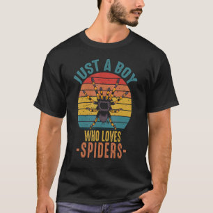 Camiseta Solo Un Niño Que Ama Las Arañas Mascota Retro Vint